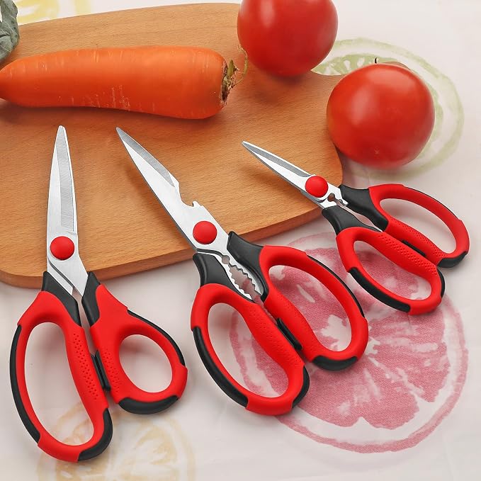 Kitchen Scissors, Sharp Stainless Steel Blades, Soft Grips, 3 Piece Set - Image 7