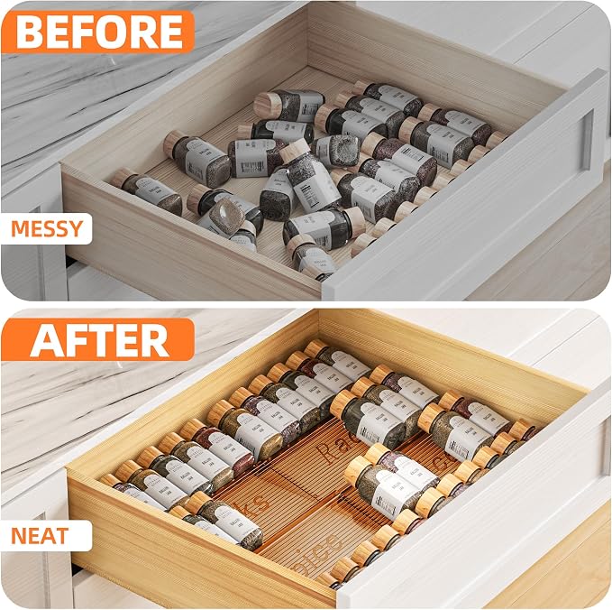 MUDEELA Clear Spice Drawer Organizer, 4 Tier- 2 Set Spice Rack - Image 3