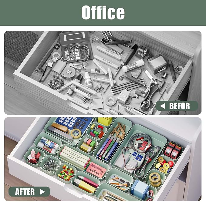 28 pcs Desk Drawer Organizer Tray, Stackable Organizer Containers - Image 5