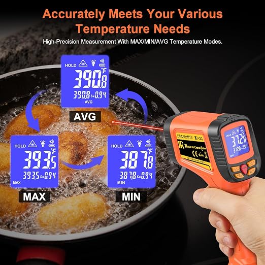 -58°F to 2732°F Digital Infrared Thermometer Gun, 50:1 Distance Ratio Laser - Image 6