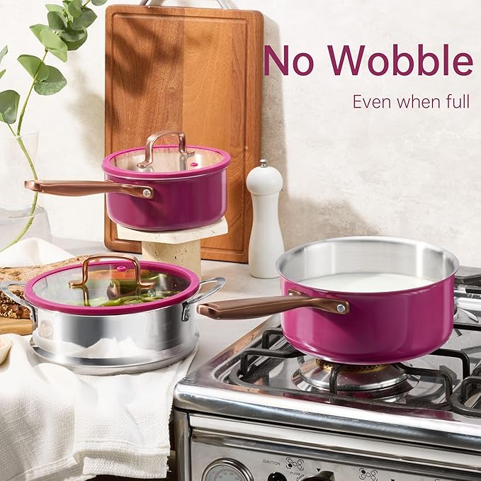 CAROTE 1.5Qt & 3.0Qt Stainless Steel Saucepan Set - Image 8