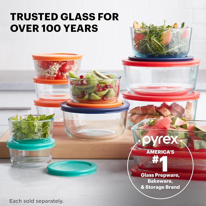 Pyrex Simply Store Glass Food Storage Container, Snug Fit Non-Toxic Plastic - Image 6