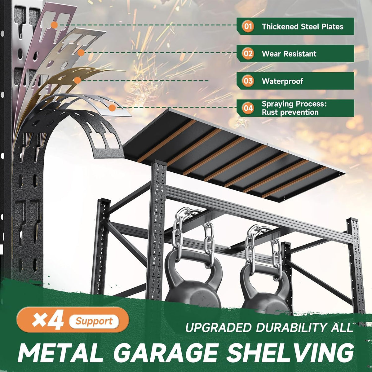 71.3" W Metal Storage Shelves,5000LBS Heavy Duty Garage Shelving