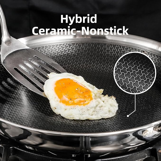 Deluxe 13 Piece Hybrid Ceramic Nonstick Stainless Steel Cookware Set-5 Piece - Image 2