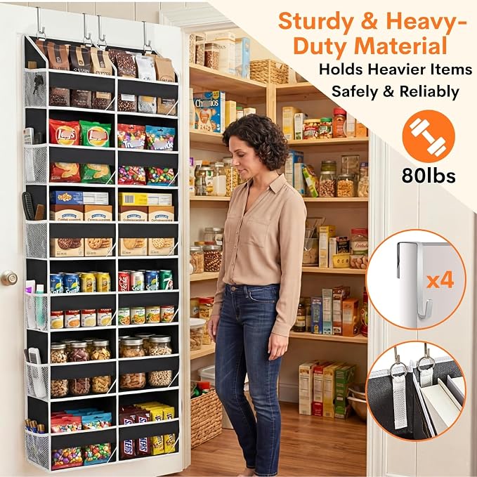 Over The Door Organizer 6 Tiers, Extra Large Behind Door Storage of 12 - Image 3