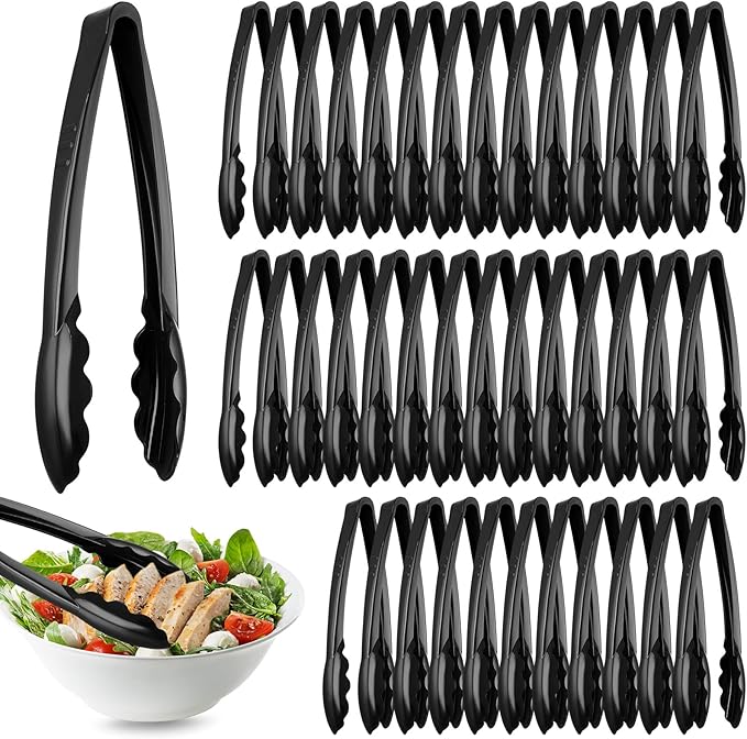 Tessco for you 80 Pcs Plastic Tongs for Serving Bulk, 9 Inch Plastic Disposable by Tessco
