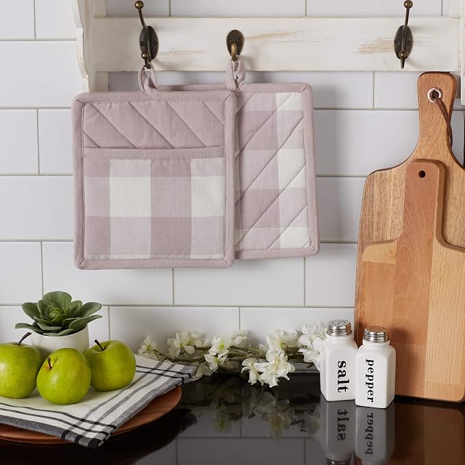 DII Buffalo Check Kitchen Collection, Classic Farmhouse Kitchen Set, Dusty Lilac - Image 3