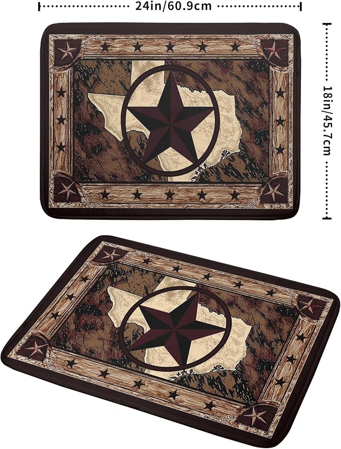 Giwawa Western Texas Star Dish Drying Mat 18"x24", Rustic Primitive Country - Image 2
