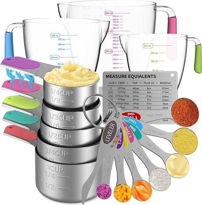 Magnetic Measuring Cups and Spoons Set, 5 Stainless Steel Measuring Cups by Minteem-MeasuringCups
