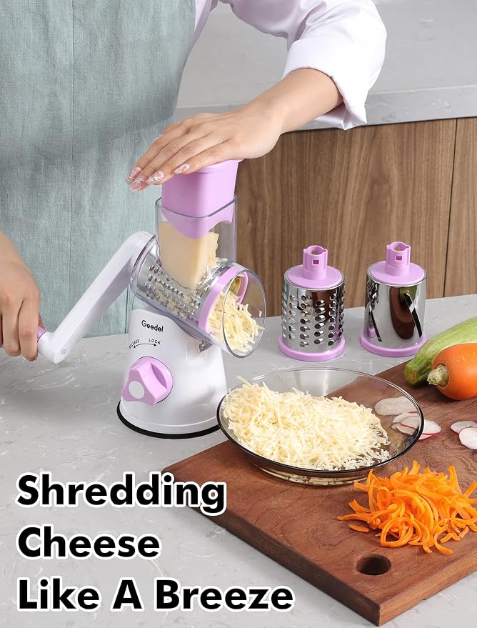 Geedel Rotary Cheese Grater, Kitchen Mandoline Vegetable Slicer - Image 6