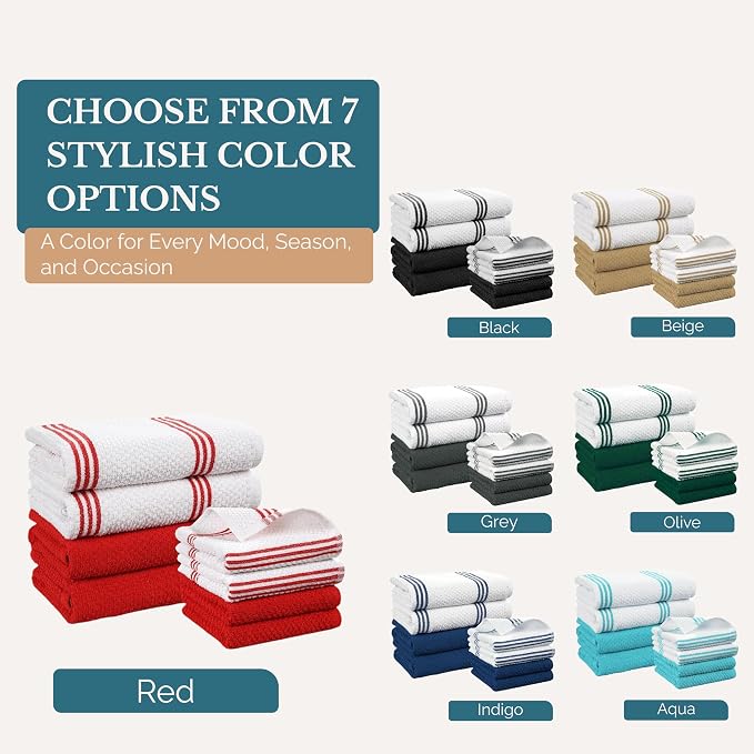 Casa Platino Dish Towels for Kitchen Drying Kitchen Towels – 8 Pc Durable - Image 6