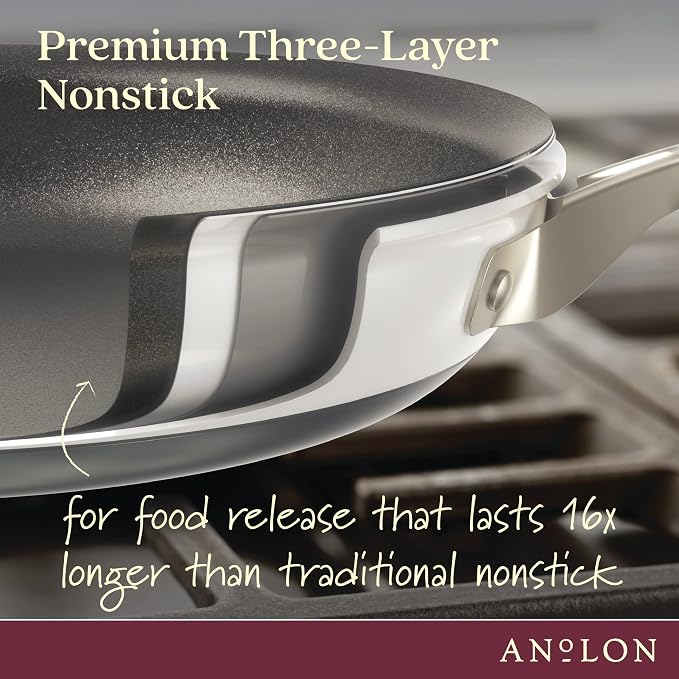 Anolon Achieve Hard Anodized Nonstick Cookware Pots and Pans Set, 9 Piece - Image 4