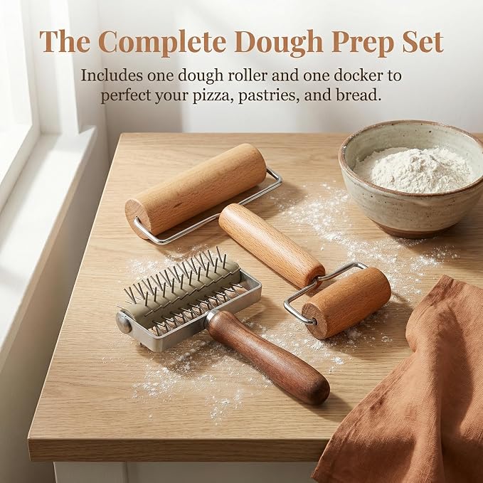 Hiceeden Set of 2 Pizza Dough Roller & Dough Docker, Stainless Steel Dough Hole - Image 7