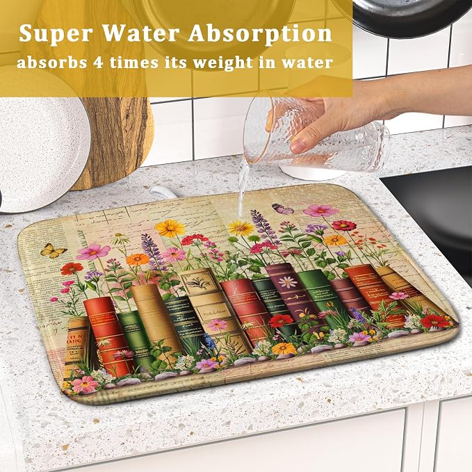 Colorful Books Kitchen Drying Mat - Image 7