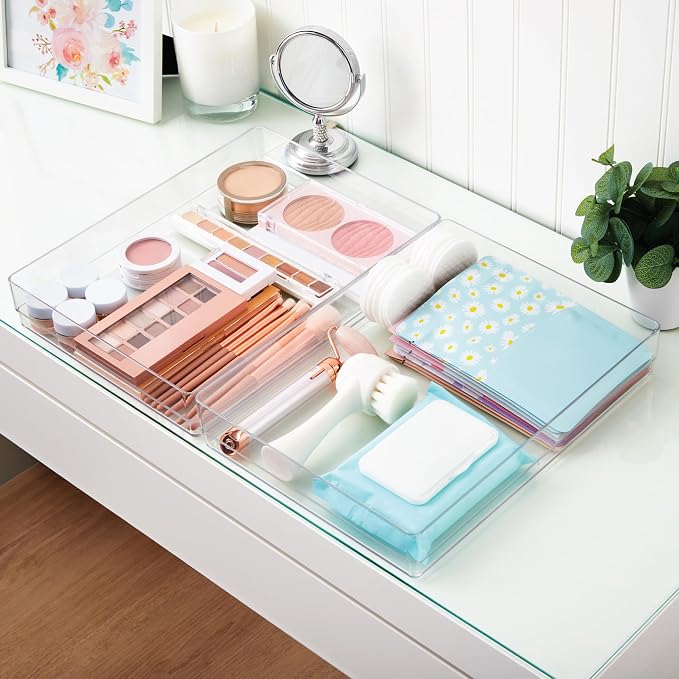 STORi SimpleSort 2-Piece Stackable Clear Drawer Organizer Set | 15" x 6" x 2" - Image 7