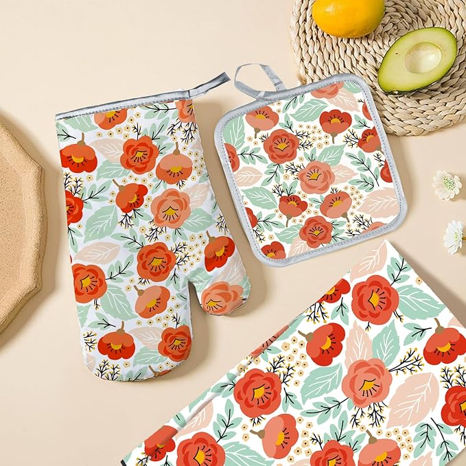 3 Pcs Kitchen Stuff, Kitchen Oven Mitts and Pot Holders Sets - Image 6