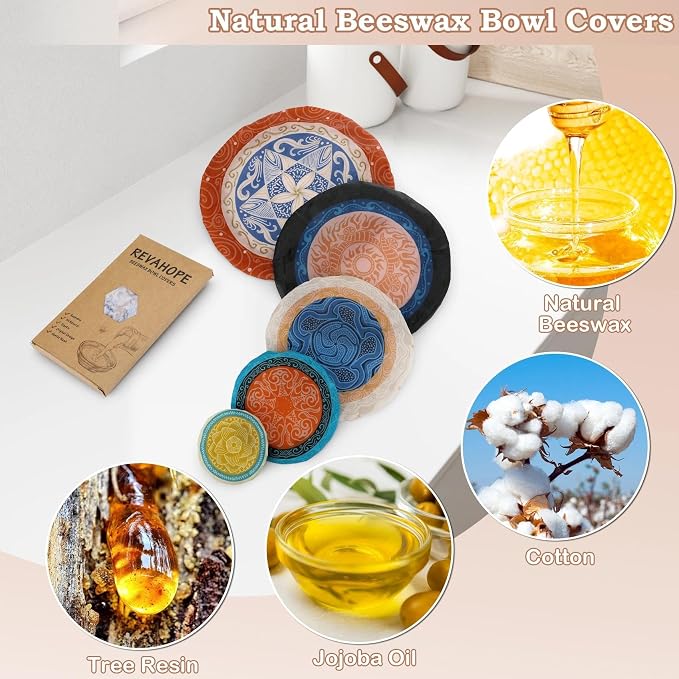 5-Size Reusable Beeswax Bowl Covers - Image 3