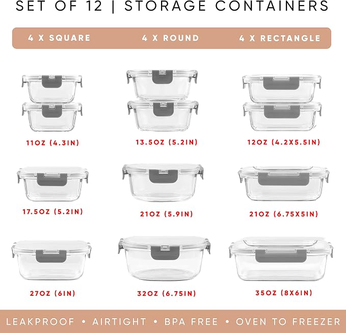 JoyJolt 24pc Borosilicate Glass Storage Containers - Image 2