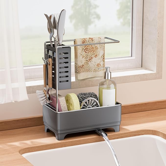 MOUKABAL Sponge Holder for Kitchen Sink, 2-Tier Sink Caddy Organizer - Image 7