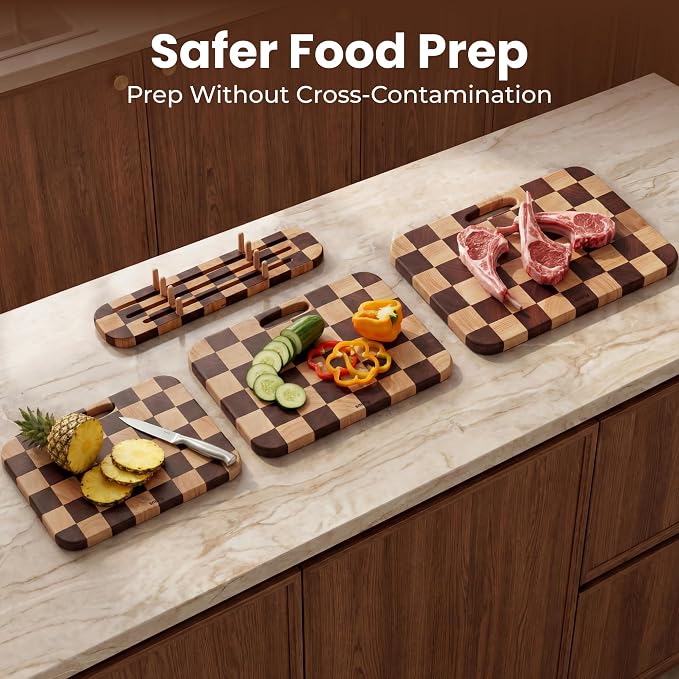SMIRLY Wooden Cutting Boards for Kitchen, Double-Sided Cutting Board - Image 4