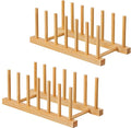 HBlife 2pcs Bamboo Dish Plate Bowl Cup Book Pot Lid Cutting Board Drying Rack by HBlife