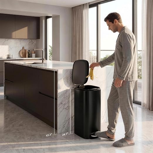Garvee 13 Gallon Slim Kitchen Trash Can, Narrow Stainless Steel Step-On Pedal - Image 7
