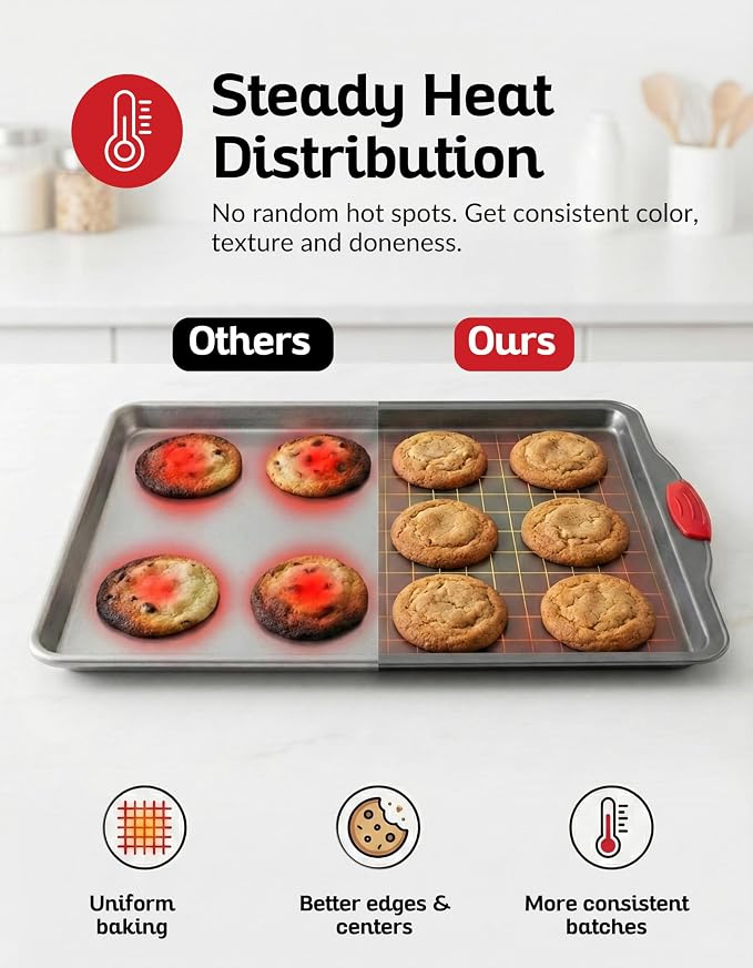 Premium Nonstick Baking Sheet Pans – Set of 3, Heavy-Gauge Carbon Steel - Image 4