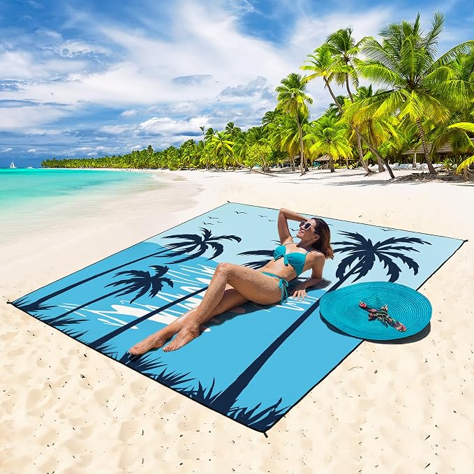 HIHOHO Beach Blanket Waterproof Sandproof Extra Large Beach Mat 79" X - Image 5