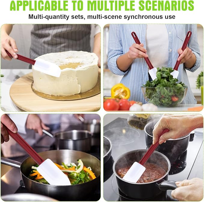 Meekoo 5 Pcs 10 Inch Rubber Spatula, 500℉ High Heat Resistant Spatulas - Image 7