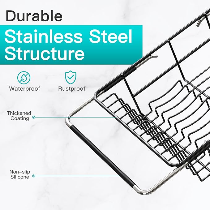 JASIWAY Dish Drying Rack in Sink, Expandable Stainless Steel Dish Drainers - Image 5