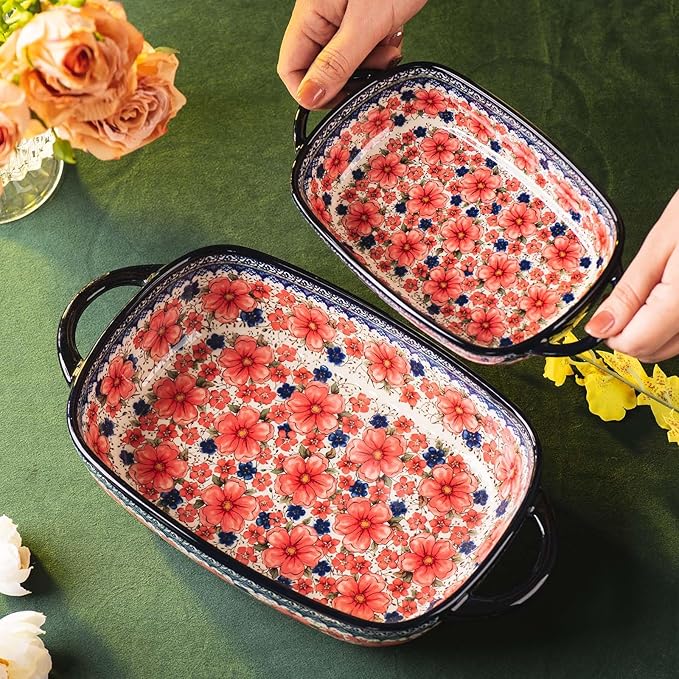 Baking Dish Ceramic Baking Pan Blue Casserole Dish Porcelain rectangular Baking - Image 4