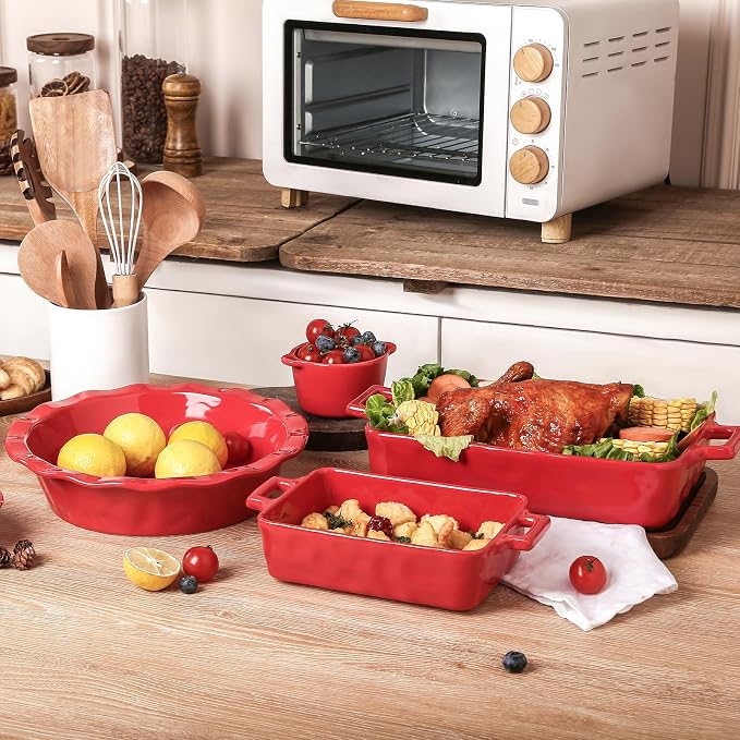 VICRAYS Ceramic Bakeware Set, Porcelain Rectangular Baking Dish, Baking Pan - Image 7