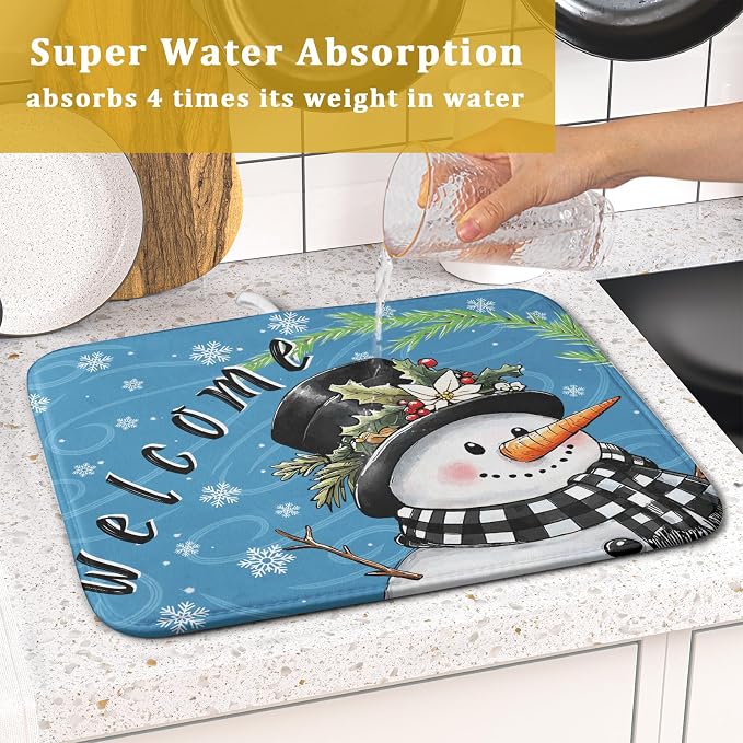 Christmas Snowman Dish Drying Mat - Image 7