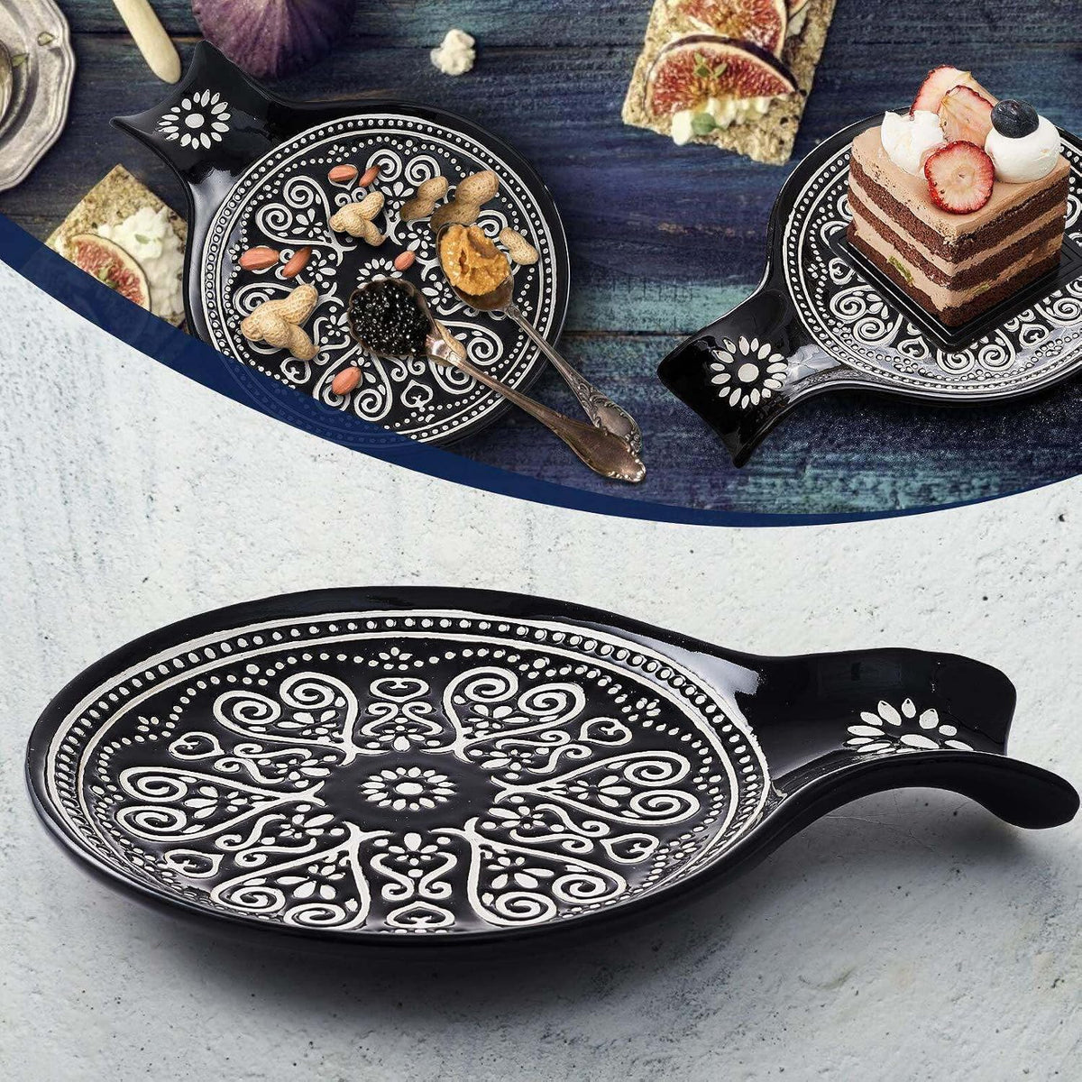 Ceramic Spoon Rest, Cooking Spoon Holder for Kitchen Counter/Stove