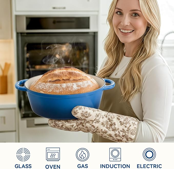 Oval Dutch Oven for Bread Baking, 4.5 Quart Non Stick Enameled Cast Iron Dutch - Image 6