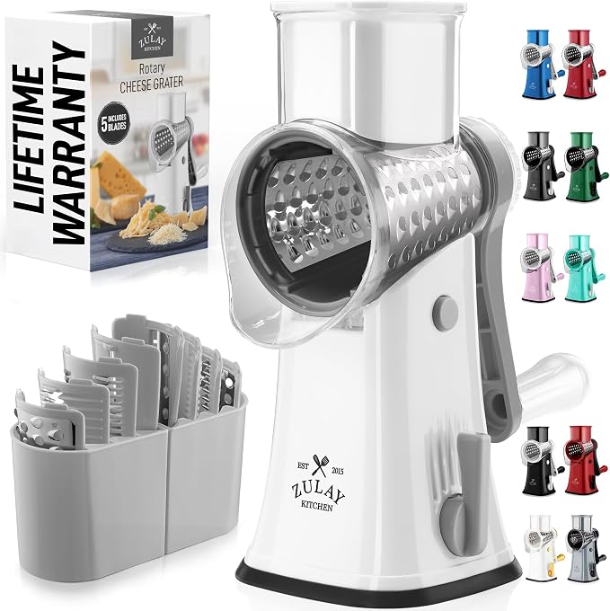 Zulay Kitchen Rotary Cheese Grater 5 Blade Cheese Shredder by ZulayKitchen