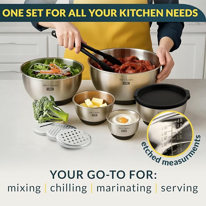 Baker's Signature Stainless Steel Mixing Bowls - Image 7