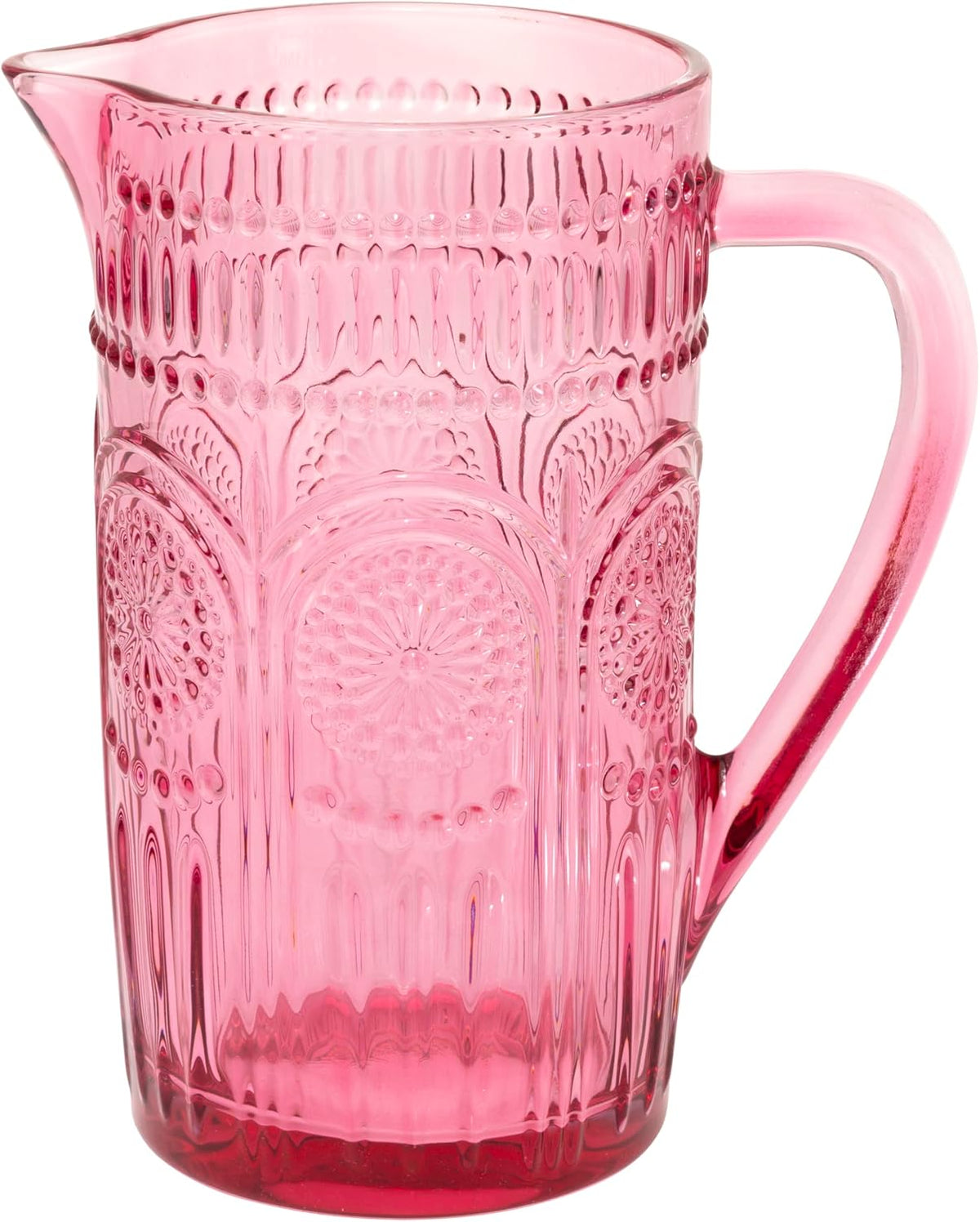 Boston International Codi Glass Pitcher, 4.5" x 7.75”, Pink