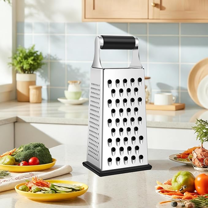 Supercenter Cheese Grater, Size 4-Sided Stainless Steel Box Grater, Food - Image 5