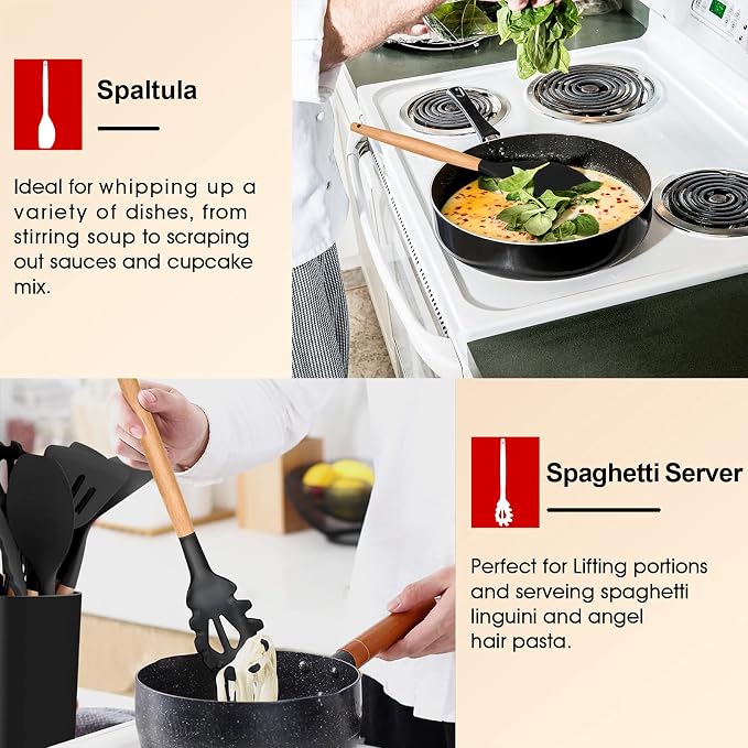 E-far Cooking Utensils Set of 6, Silicone Kitchen Utensils - Image 6