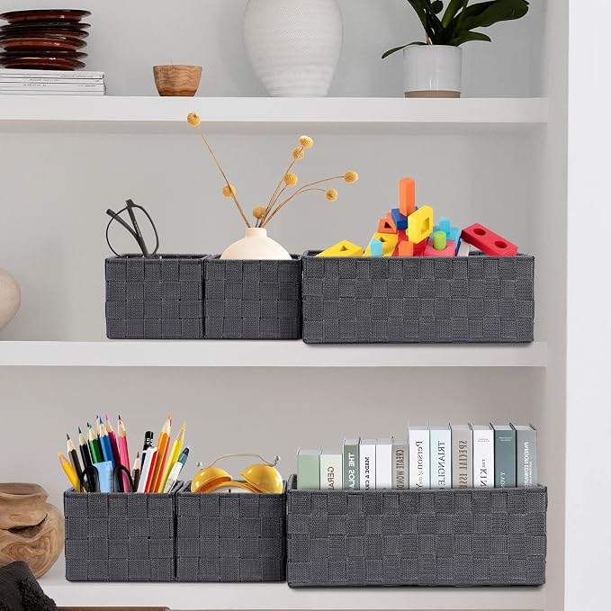 Posprica Woven Storage Baskets for Organizing 6 Pack, Large&Small Storage Cube - Image 7