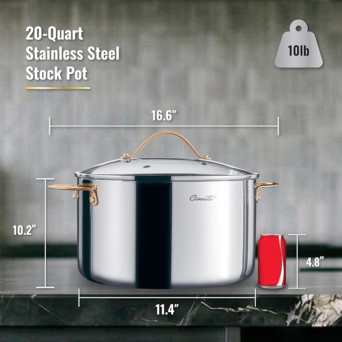 Ciwete Stock Pot 20 Quart, 3 Ply Stainless Steel Stock Pot - Image 9
