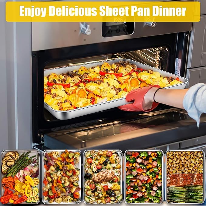 Homikit 2 Pack Baking Sheet, 18” x 13” Stainless Steel Large Cookie Pan Set - Image 5