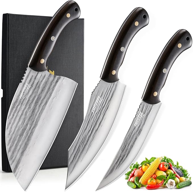 3PCS Meat Cleaver Knife Set by Topfeel