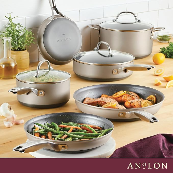 Anolon Achieve Hard Anodized Nonstick Cookware Pots and Pans Set, 9 Piece - Image 9