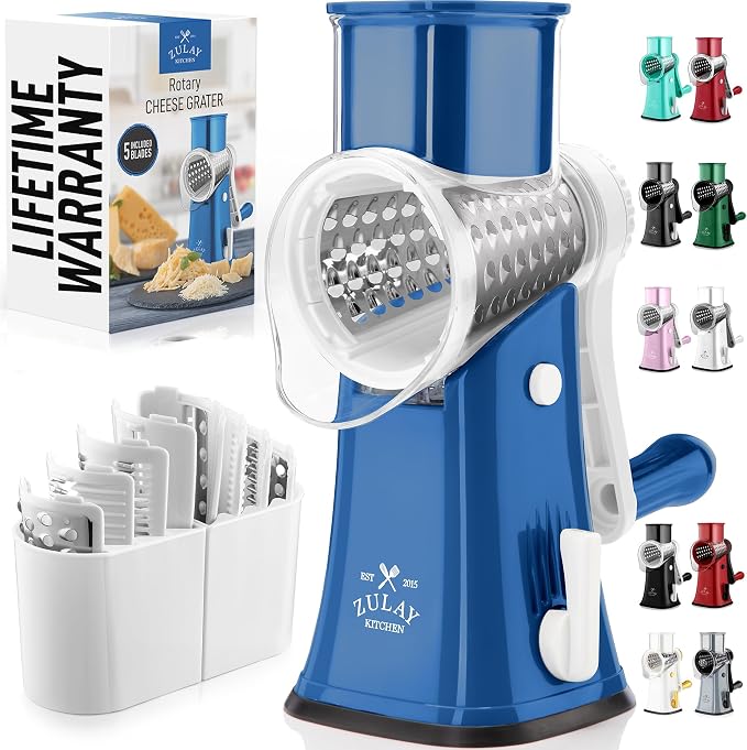 Zulay Kitchen Rotary Cheese Grater 5 Blade Cheese Shredder by ZulayKitchen
