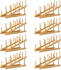 8 Pack Dish Rack Bamboo Drying Rack Wooden Plate Dish Rack Cabinet Organizer by TIE-DailyNec