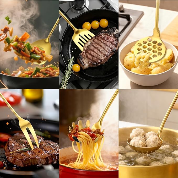 Izurok 18/10 Stainless Steel Kitchen Utensils Set, 10 Piece Cooking Utensils - Image 7