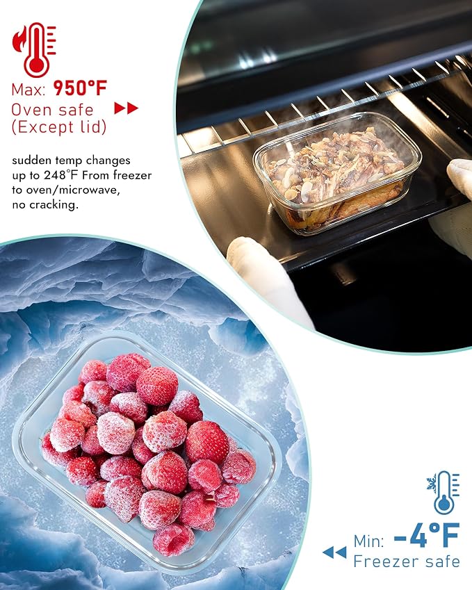 6-Pack Borosilicate Glass Food Storage Containers Set - Image 3