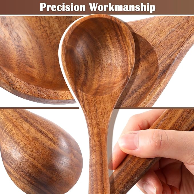 Wooden Spoons for Cooking, Natural Acacia Wooden Kitchen Tools, Nonstick - Image 4